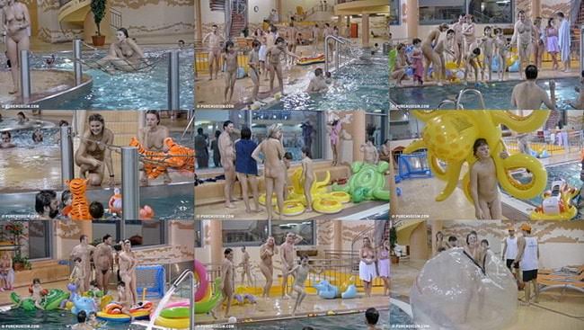 Nudism family video in the French water park